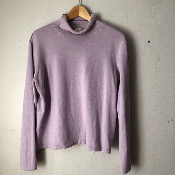 J Jill light purple turtleneck mock-neck long sleeved lightweight sweater medium - Picture 2 of 8